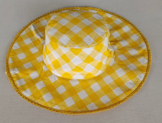 Reversible Yellow Checks & Stripe Sun Hat for Kids CAP Yo Baby India 