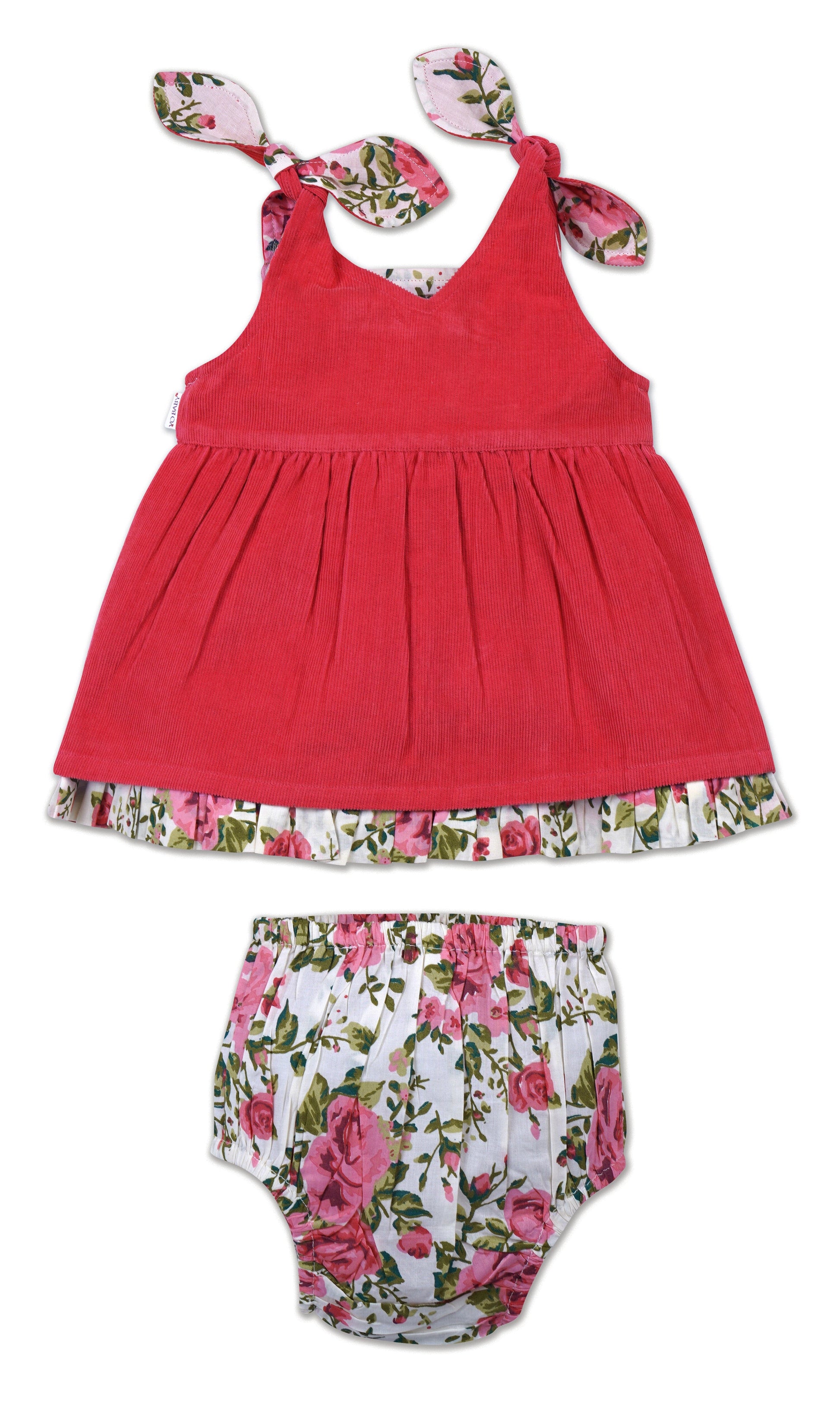 Ruhani Dress : CORAL : Infant : Toddler : Tween dress & diaper cover Yo Baby India 