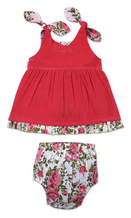 Ruhani Dress : CORAL : Infant : Toddler : Tween dress & diaper cover Yo Baby India 