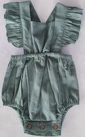 Sage Green Solid Color Ruffled Racer Back Romper romper Yo Baby India 