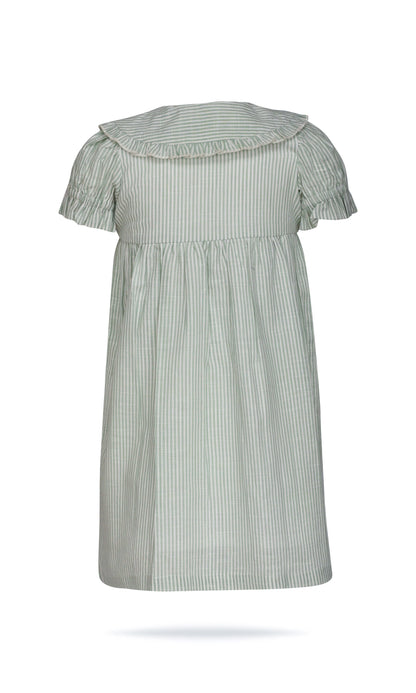 Sage Striped Color Peter Pan Collar Dress DRESS Yo Baby India 