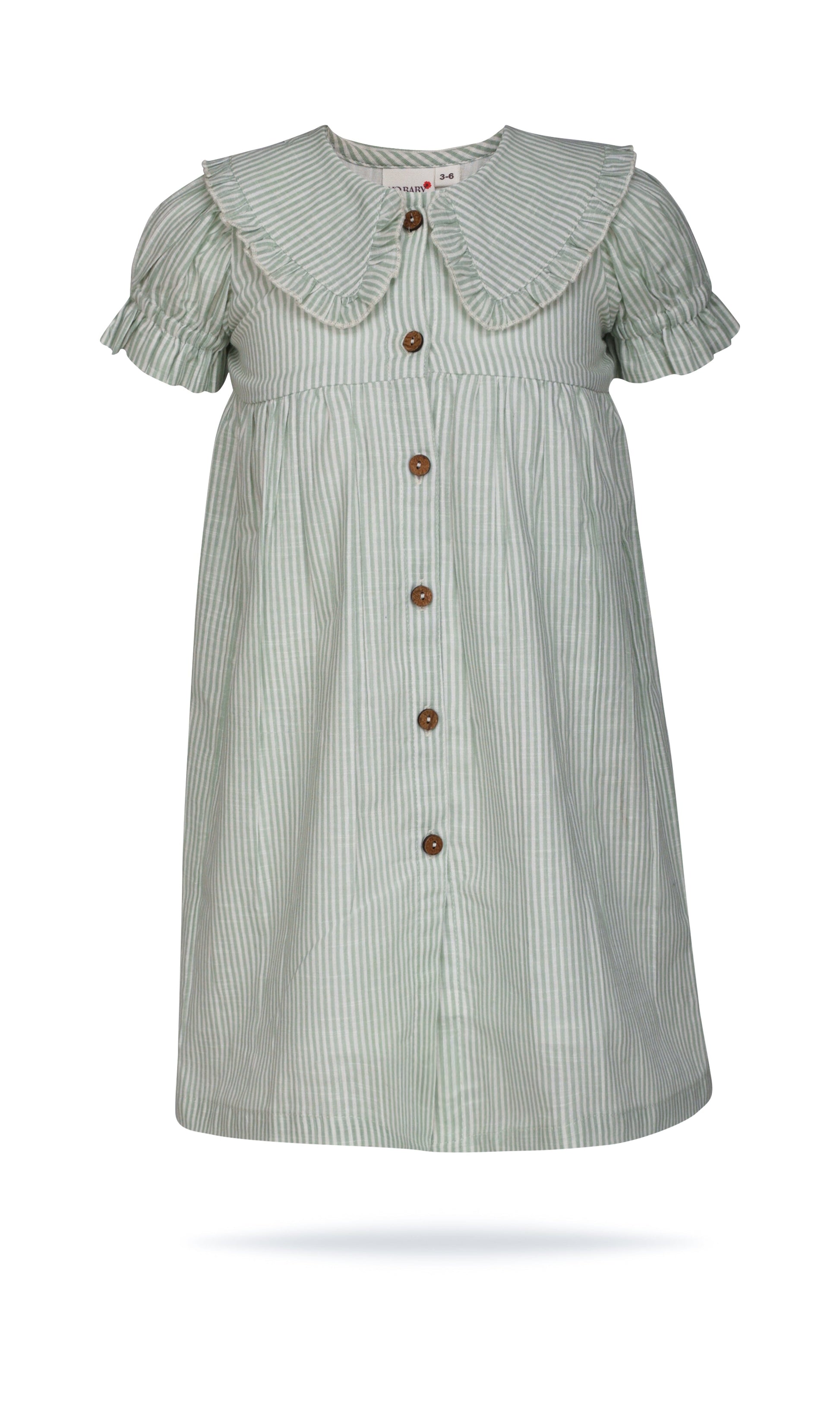 Sage Striped Color Peter Pan Collar Dress DRESS Yo Baby India 