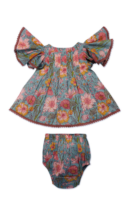 Samsara Dress: BLUE : Infant : Toddler : Tween dress & diaper cover Yo Baby India 