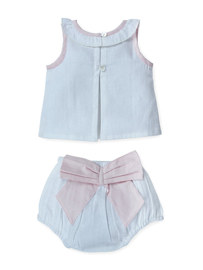 Top And Bow Bloomer Set : PINK : Infant : Baby Girl : New Born Top & Shorts Set Yo Baby India 
