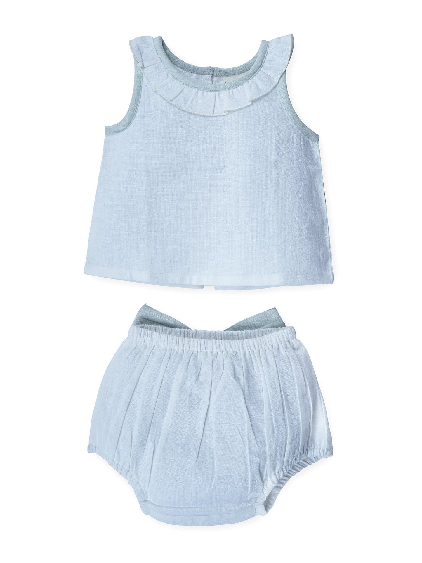 Top And Bow Bloomer Set : POWDER BLUE : Infant : Baby Girl : New Born Top & Shorts Set Yo Baby India 