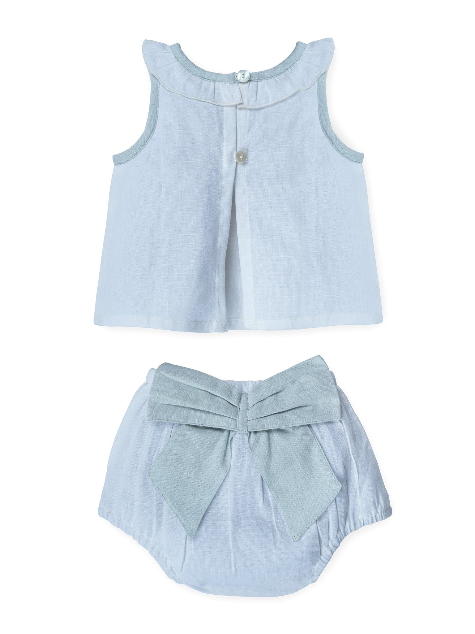 Top And Bow Bloomer Set : POWDER BLUE : Infant : Baby Girl : New Born Top & Shorts Set Yo Baby India 