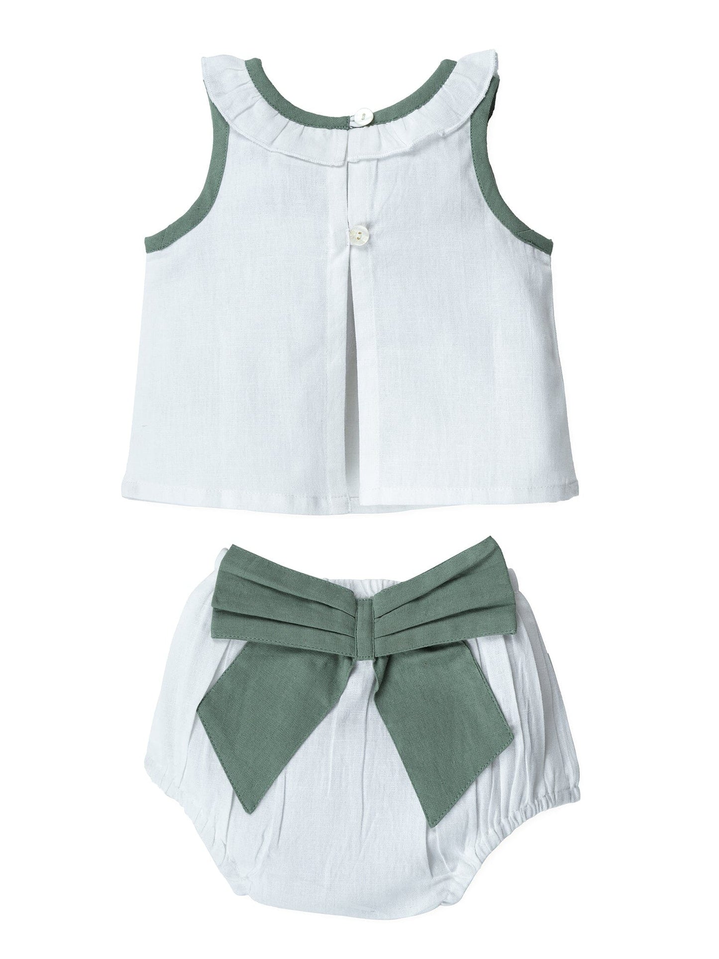 Top And Bow Bloomer Set : SAGE : Infant : Baby Girl : New Born Top & Shorts Set Yo Baby India 