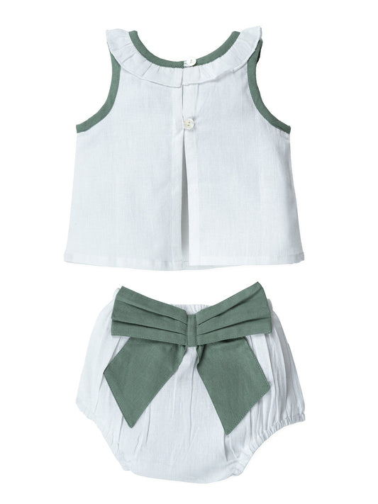 Top And Bow Bloomer Set : SAGE : Infant : Baby Girl : New Born Top & Shorts Set Yo Baby India