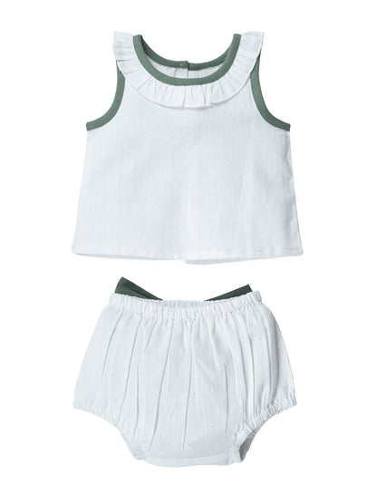 Top And Bow Bloomer Set : SAGE : Infant : Baby Girl : New Born Top & Shorts Set Yo Baby India 