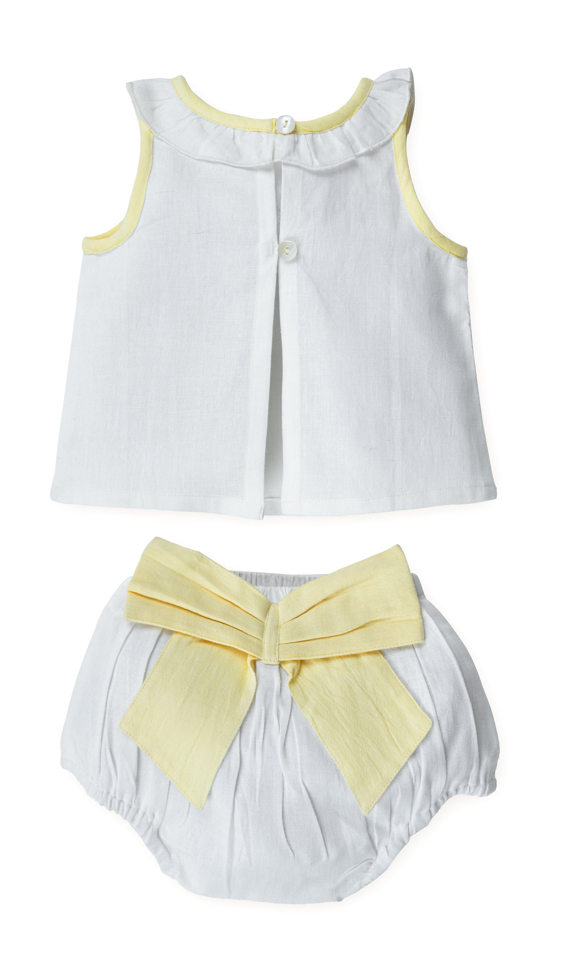 Top And Bow Bloomer Set : YELLOW : Infant : Baby Girl : New Born Top & Shorts Set Yo Baby India 