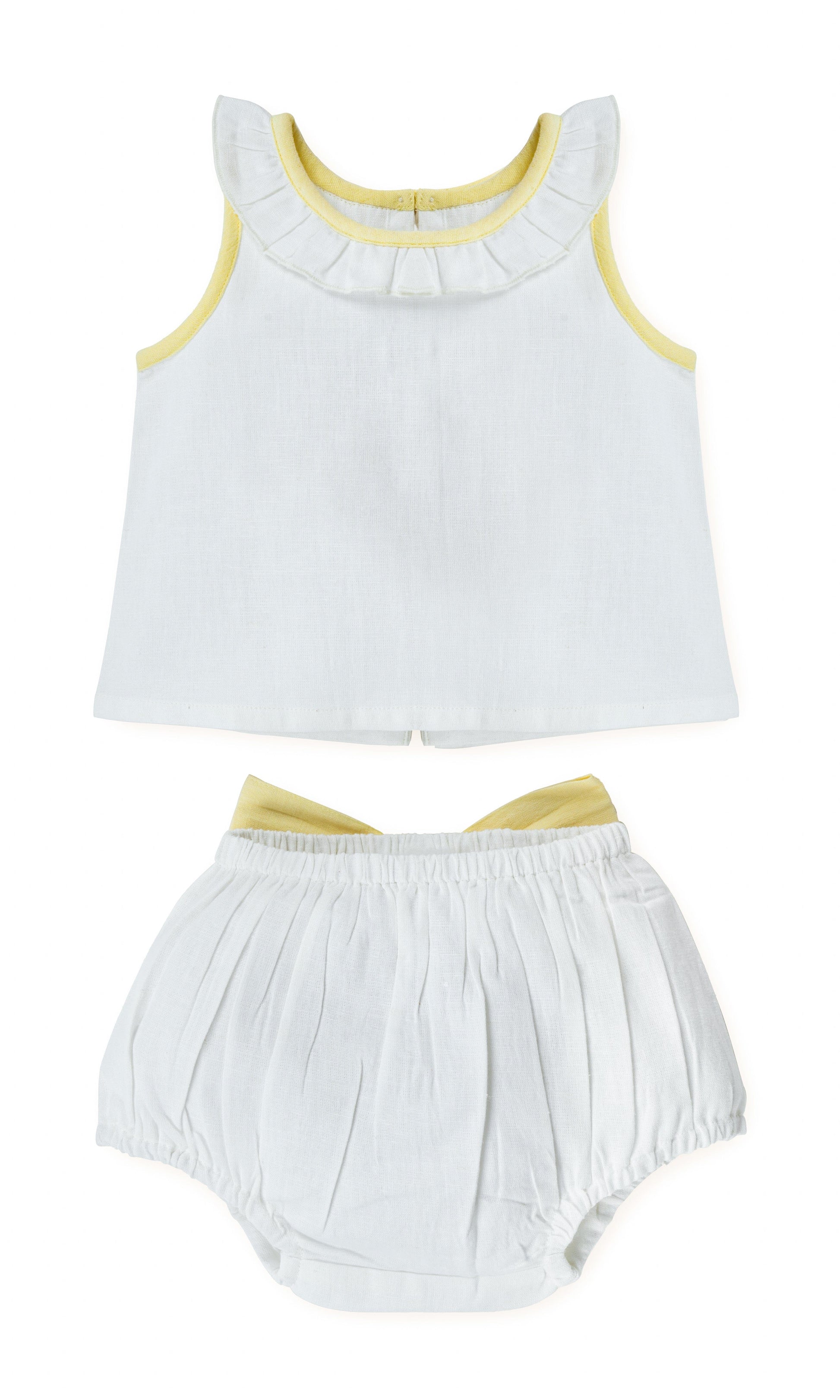 Top And Bow Bloomer Set : YELLOW : Infant : Baby Girl : New Born Top & Shorts Set Yo Baby India 