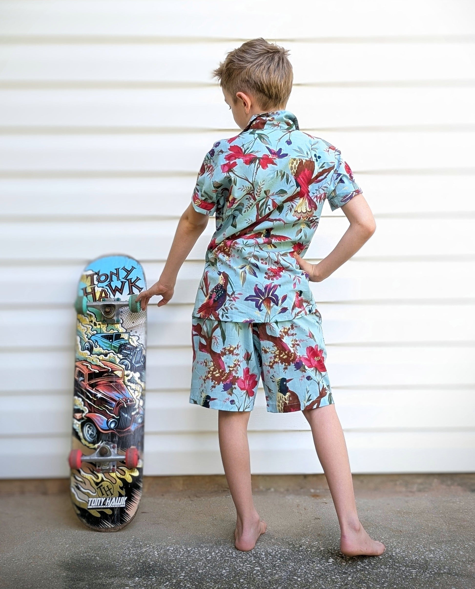 Unisex Kids' Turquoise Bird Print Shirt & Shorts Set shirt & shorts Yo Baby India 