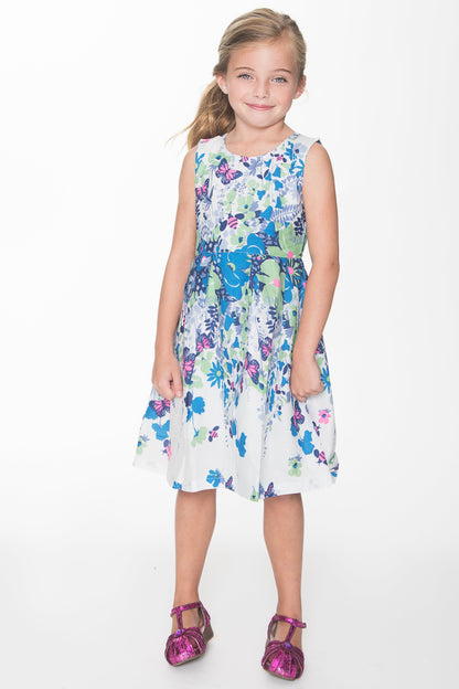 White & Blue Floral Dress Dress Yo Baby India 