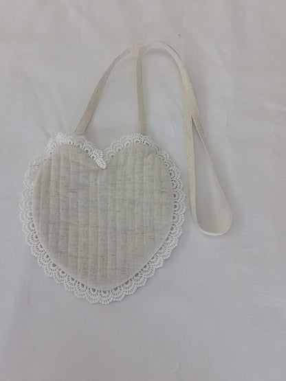 White Heart Shaped Quilted Ruffle Sling Purse PURSE Yo Baby Wholesale 