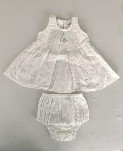 White Solid Color Heart Dobby Pintuck Gathered Dress dress & diaper cover Yo Baby India 