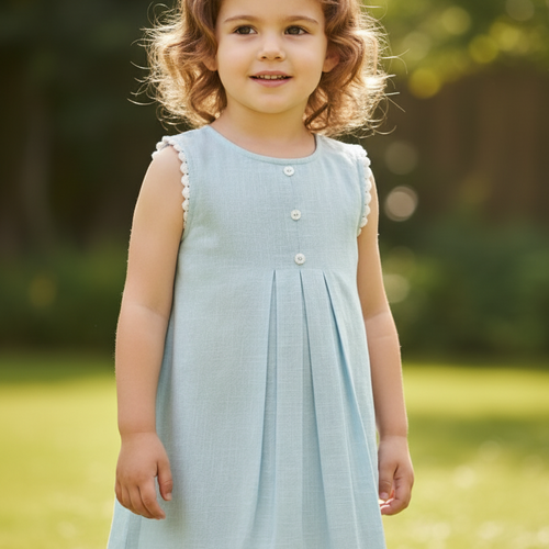 Powder-Blue Lace Detail Dress – Elegant Infant, Toddler & Girls Outfit
