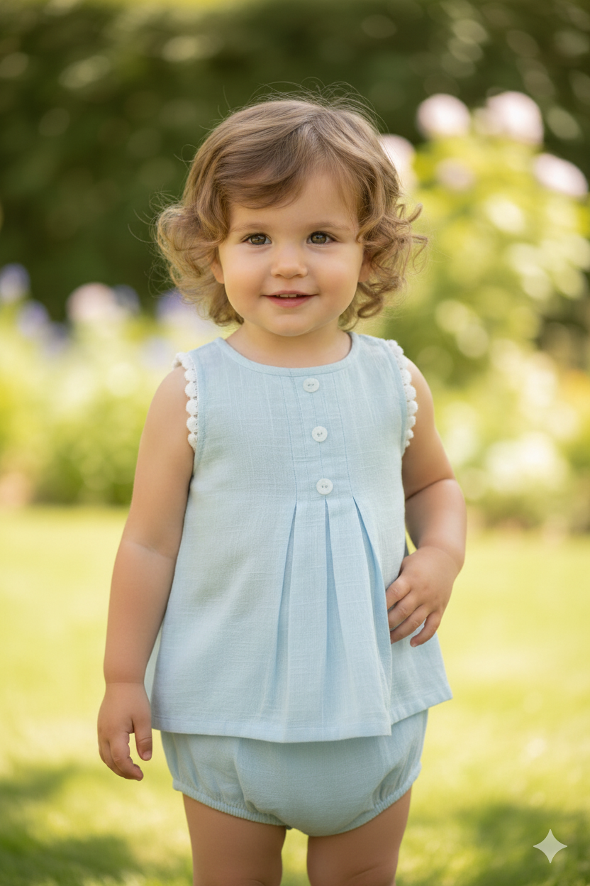 Powder-Blue Lace Detail Dress