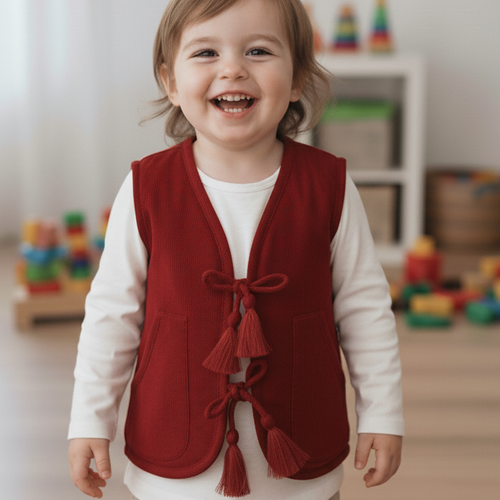 Ari Reversible Quilted Jacket – Maroon, Infant to Tween, 100% Cotton Corduroy Winter Jacket