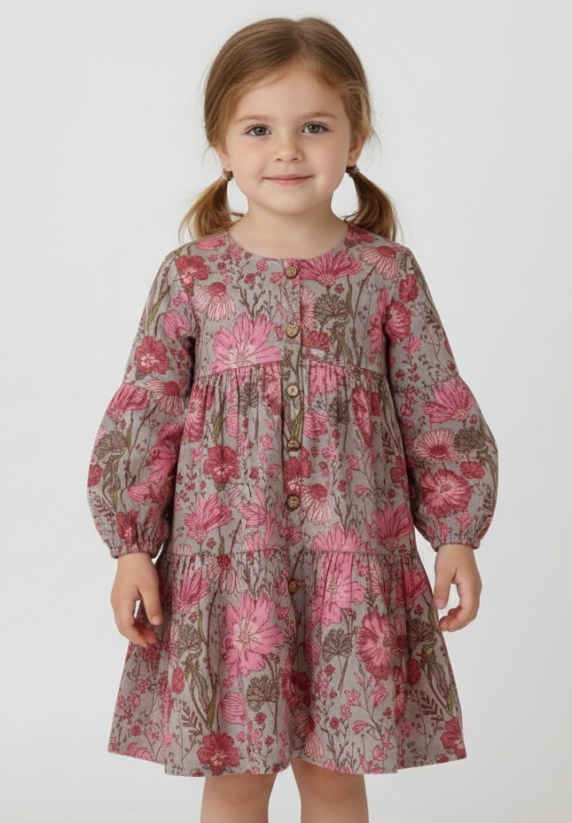 Gauri Dress : CEMENT : Infant : Toddler : Tween