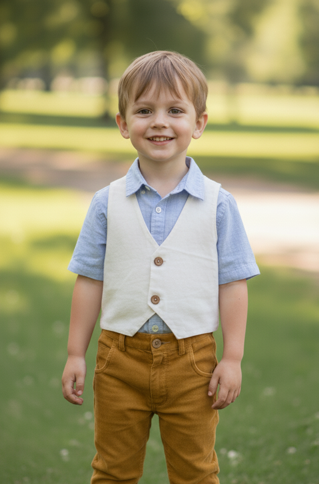 Corduroy Vest : OFF-WHITE : Toddler : Tween : Unisex