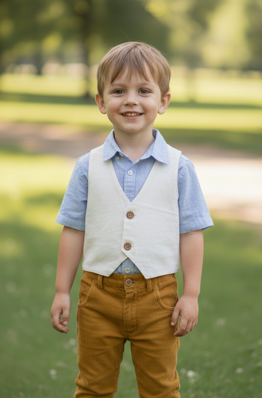 Corduroy Vest : OFF-WHITE : Toddler : Tween : Unisex