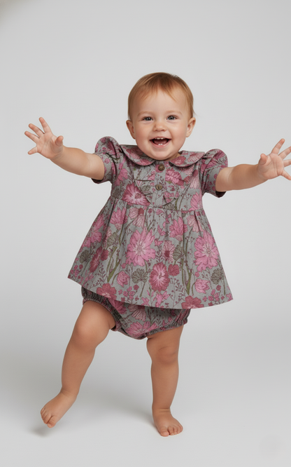 Gulabo Dress : CEMENT : Infant : Toddler : Tween