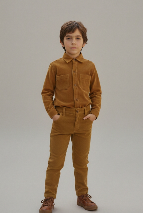 Mustard Corduroy Kids Pants – Infant, Toddler & Tween, 100% Cotton with Adjustable Waist