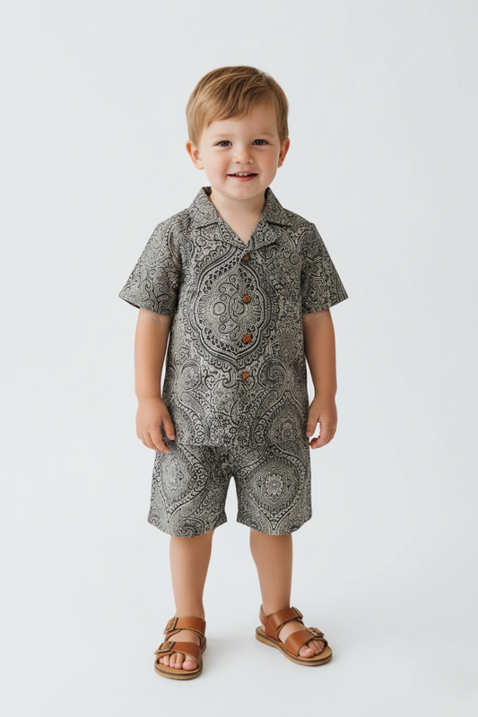 Samir Co-Ord Set Black — Cotton Boys Co-Ord | Infant to Tween 0-13 Years