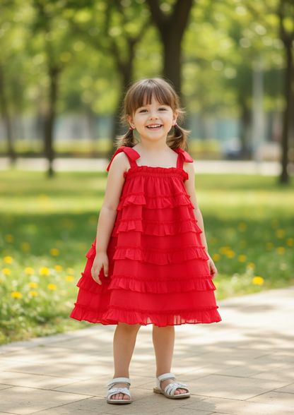 Nia Dress : RED :  Infant : Toddler : Tween