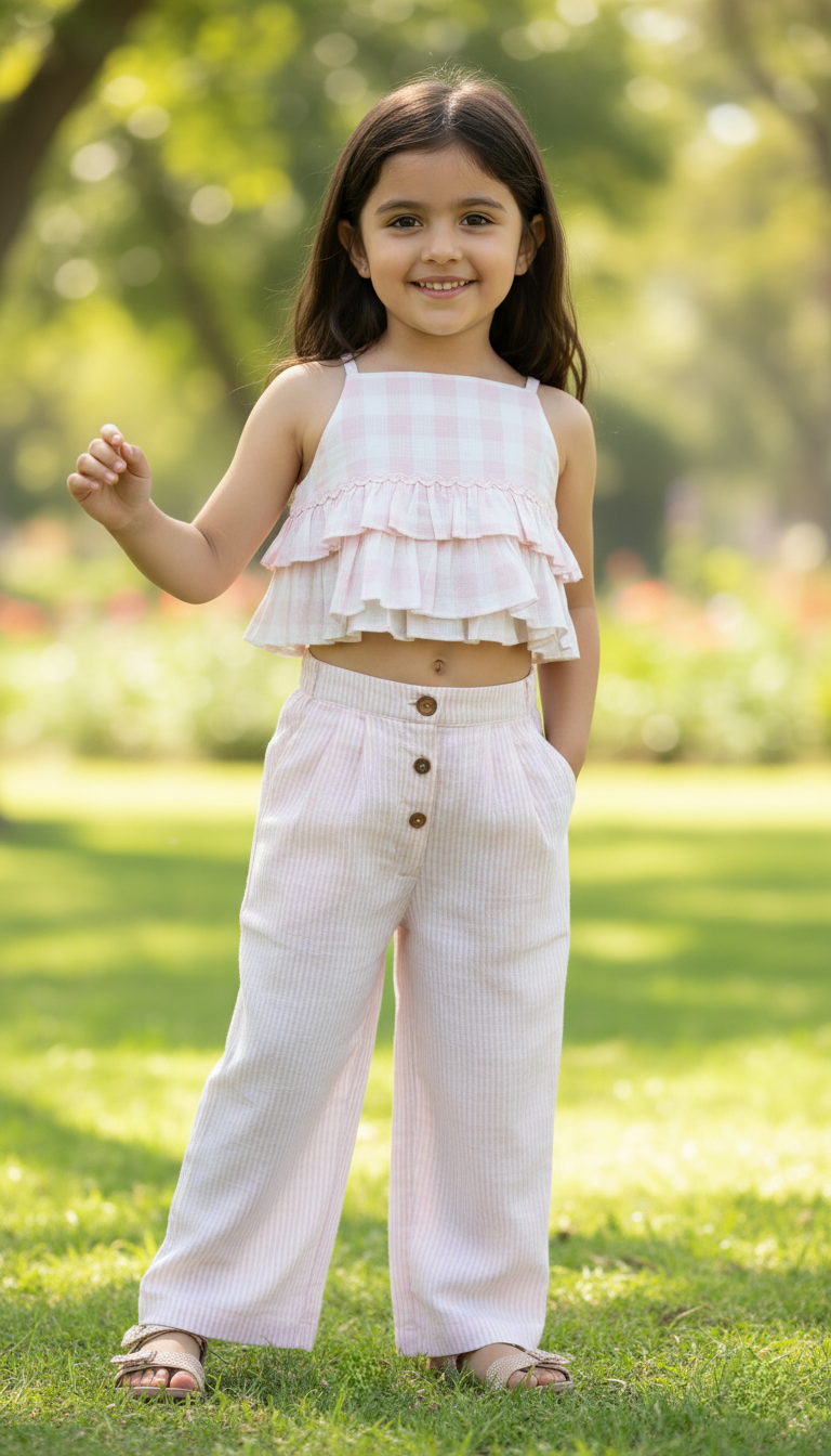 Ariana Top and Pant Set Pastel Pink — Cotton Girls Co-Ord | Infant to Tween 0-13 Years