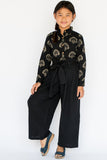 Abstract black Button Down Shirt with Black Paper Bag Pants 2 pc. Set Dress Yo Baby Wholesale 