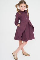 Aubergine Shirt Dress With Flounce Details and Pockets Dress Yo Baby Wholesale 