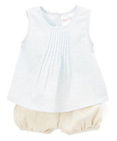 Baby Blue Pin-tuck Detail Top and Natural Shorts 2pc. set Dress Yo Baby Wholesale 