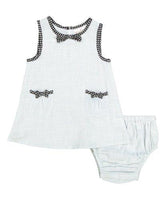 Baby Blue Shift Infant Dress With Polka Dot Piping Dress Yo Baby Wholesale 