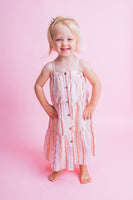 Baby Pink Lurex Solid Color Tiered Dress and Bloomers dress & diaper cover Yo Baby India 