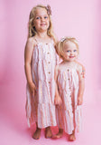 Baby Pink Lurex Solid Tiered Dress Dress Yo Baby India 
