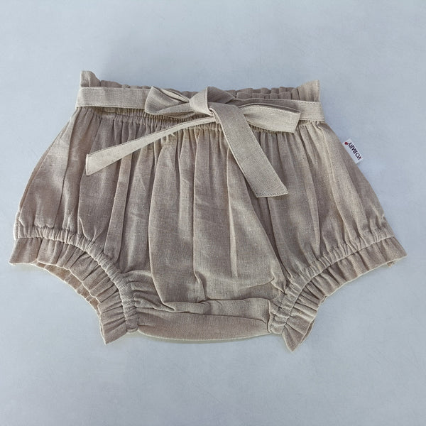 Beige Chambray Shorts-Style Diaper Cover With Belt Yo Baby India 