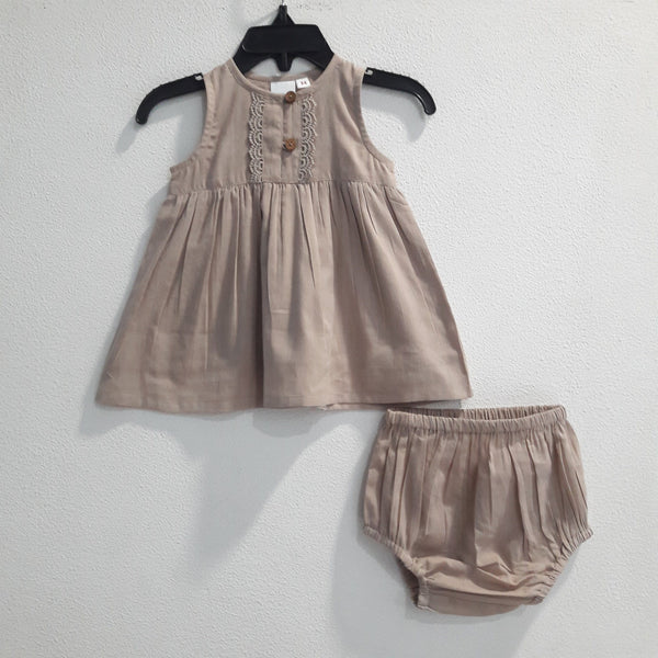 Beige Lace Shift Dress With Matching Diaper Cover Dress Yo Baby Wholesale 