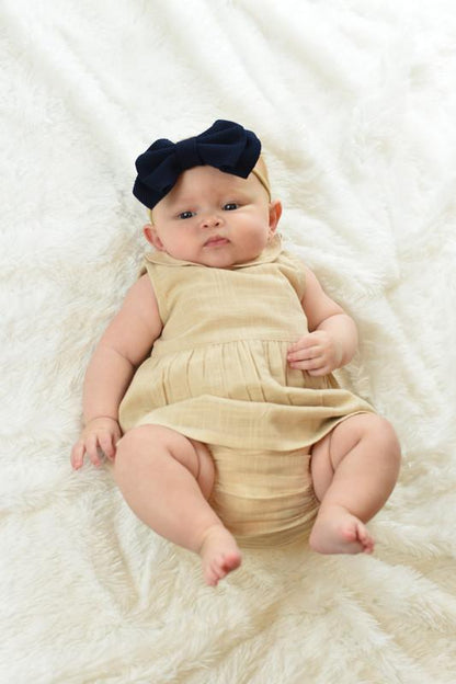 Beige Peter-Pan Collar Dress & Diaper Cover Dress Yo Baby Wholesale 