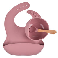 Bib, Bowl & Spoon - Feeding Set -Set of 3 Feeding Set Yo Baby Wholesale Rose 