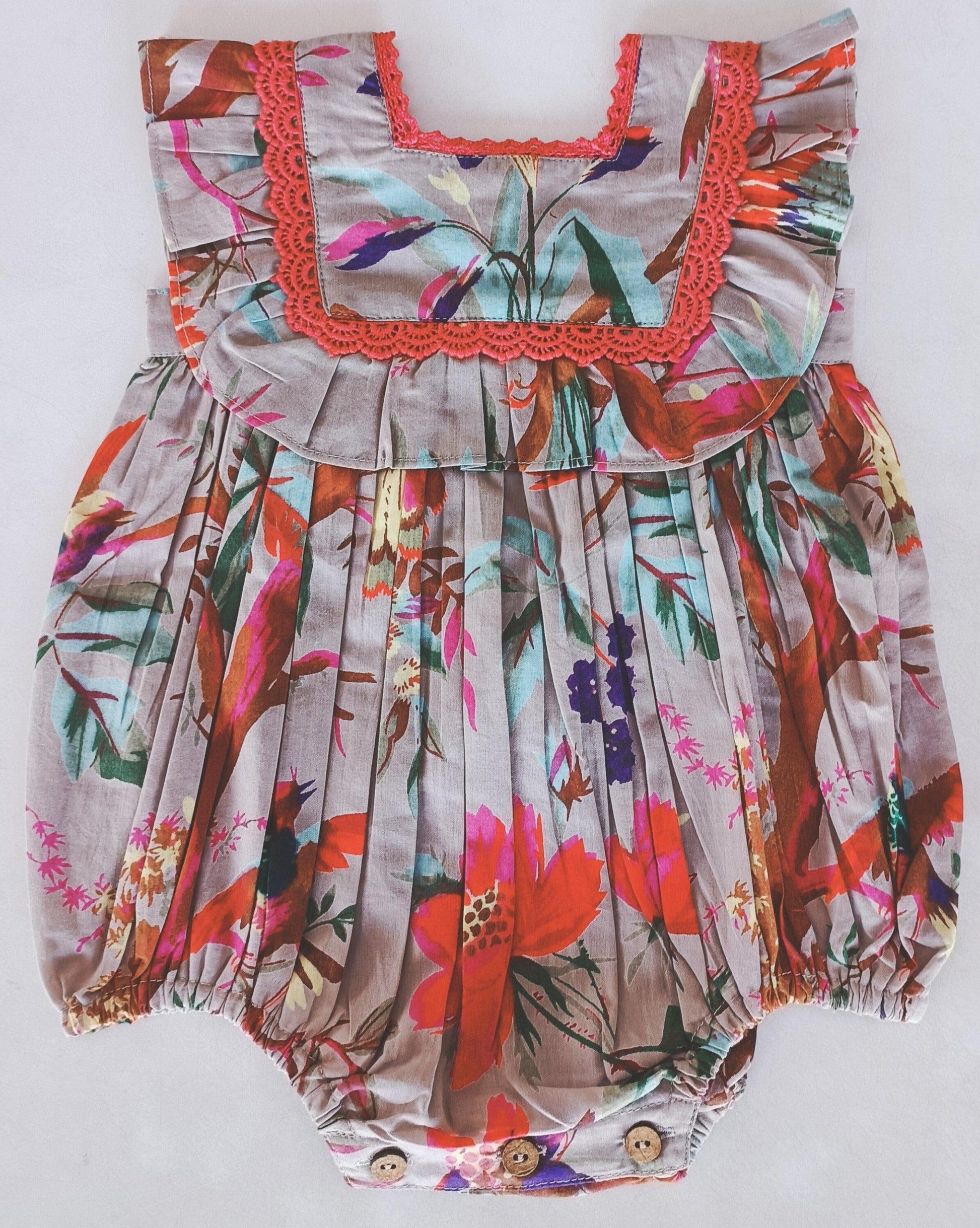 Bird Print Neck Ruffle Romper romper Yo Baby India 