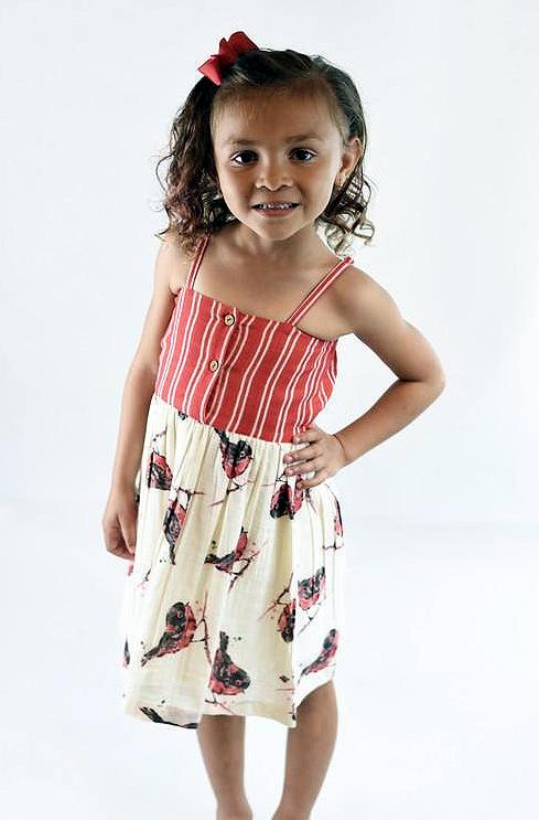 Bird-Print & Striped Strap-Dress Dress Yo Baby Wholesale 