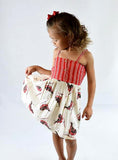 Bird-Print & Striped Strap-Dress Dress Yo Baby Wholesale 