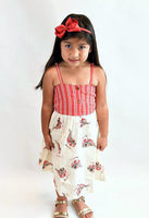 Bird-Print & Striped Strap-Dress Dress Yo Baby Wholesale 