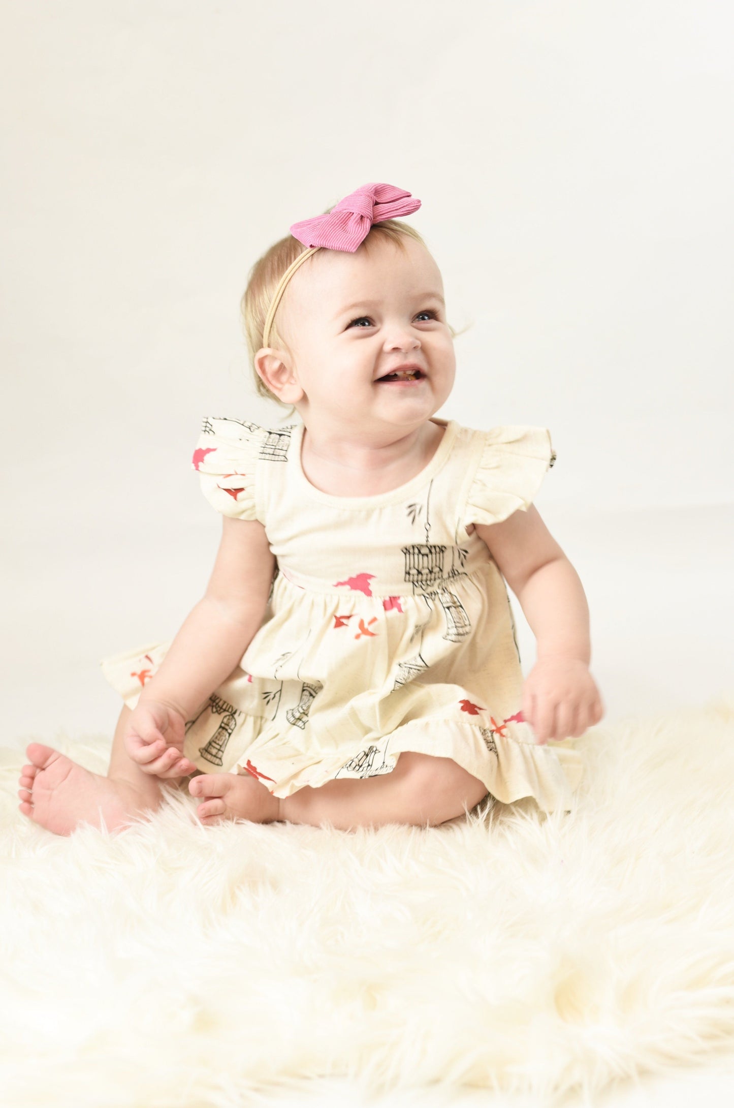 Birdcage Ruffle Sleeve Dress & Diaper Cover Dress Yo Baby Wholesale 