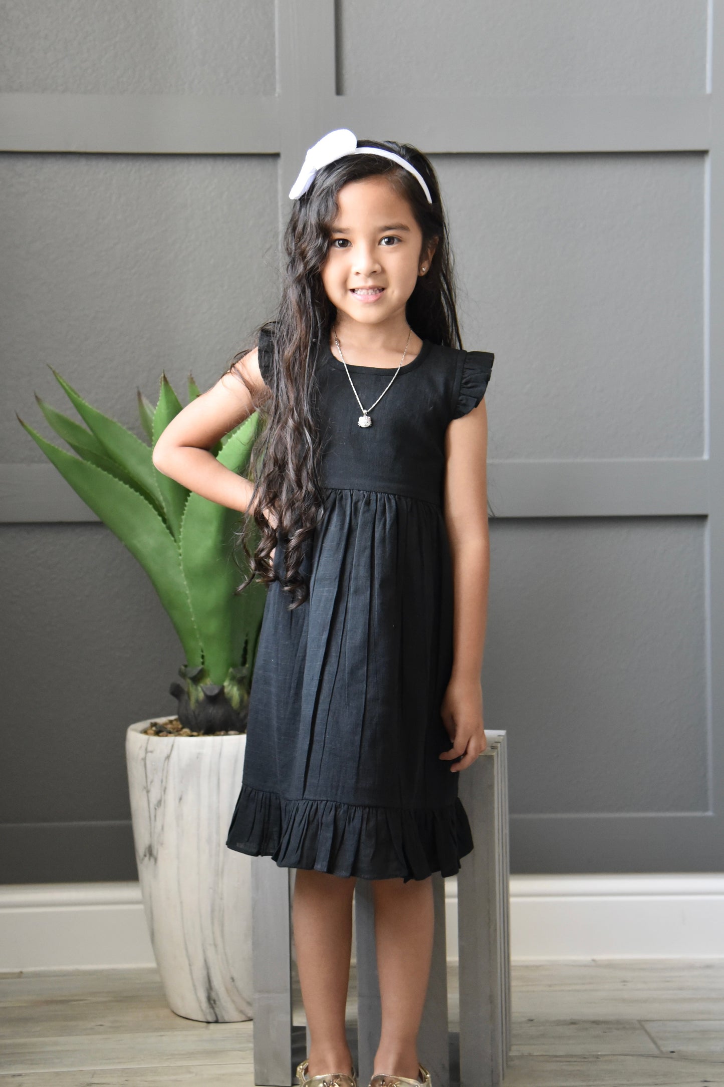 Black Angel-Sleeves Shift Dress Dress Yo Baby Wholesale 