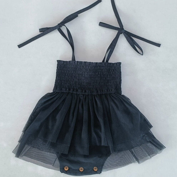 Black Tulle Solid Color Infant Ruffle Romper Yo Baby India 
