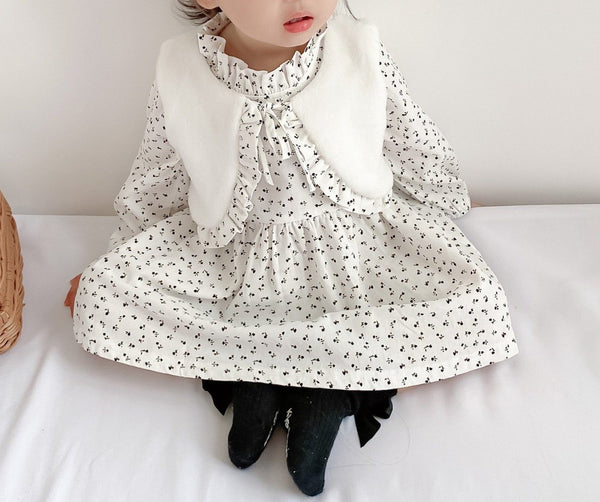 Black & White Dress and Fur Vest - 2 Pc Set Dress Yo Baby Wholesale 