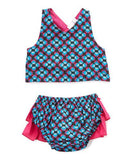 Blue and Pink Frill Infant Sun Dress 2-pc. Set Sun Dress Yo Baby Wholesale 