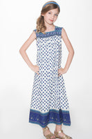 Blue and White Floral Maxi Dress Dress Yo Baby Wholesale 